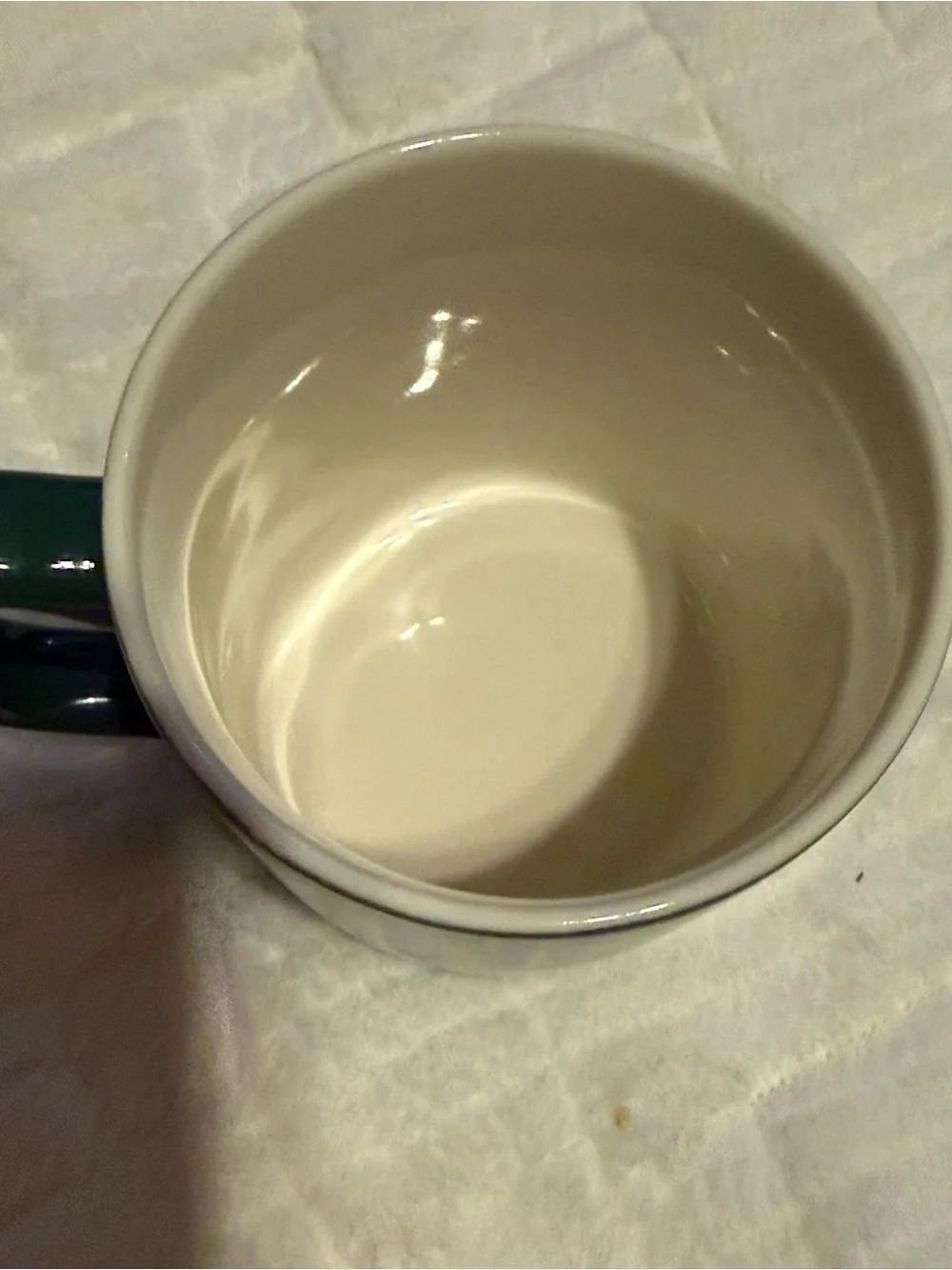 Starbucks 2022 Green and White Ceramic Coffee Mug 15 Oz White Logo EUC